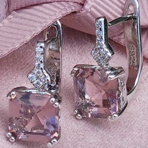 Dazzling S925 sterling silver smoke topaz Cuff earrings